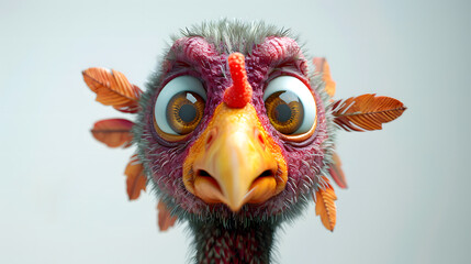 Fototapeta premium 3D Cartoon Thanksgiving Turkey on a White Background