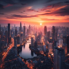 Urban Serenity: Cityscape Sunset Bliss
