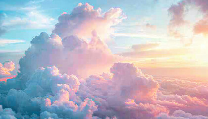 soft dreamy pastel clouds background ethereal sky with fluffy cloudscape serene heavenly atmosphere digital illustration
