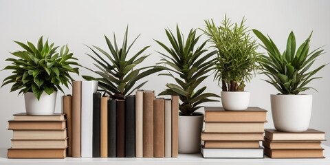 Vertical books and Plants