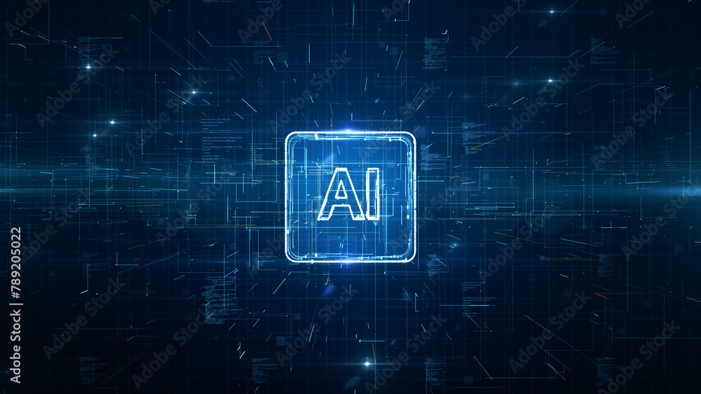 Poster artificial intelligence digital matrix, ai technology, offering a visual representation of network d