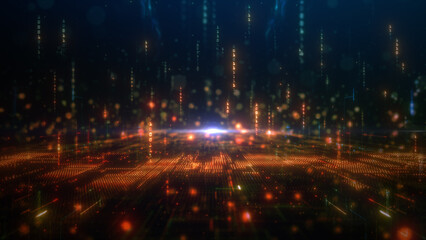 Digital matrix particles, and security background, technology digital data, Abstract background 3d rendering