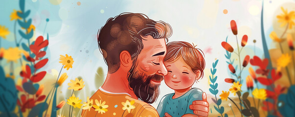 Happy Fatherâ€™s Day greeting card. Vector illustration.