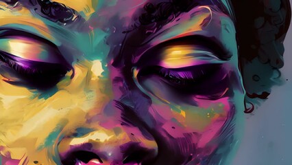 This AfroPop portrait is a beautiful blend of bold and dynamic pop art elements with subtle nods to African heritage. The subjects strong features and expressive eyes reflect the resilience .