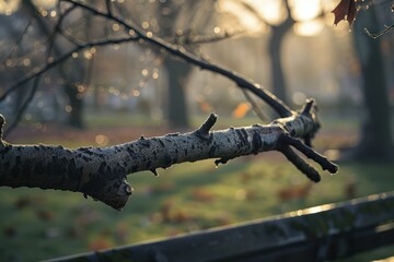 Beautiful green tree branch in the park. Close-up photography