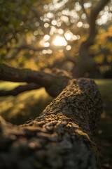 Obraz premium Beautiful green tree branch in the park. Close-up photography