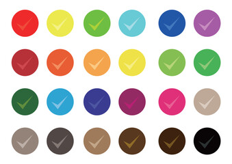 カラフルなチェックボタンアイコンセット