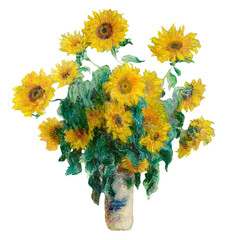 Sunflowers in a vase png  remixed from the artworks of Claude Monet.