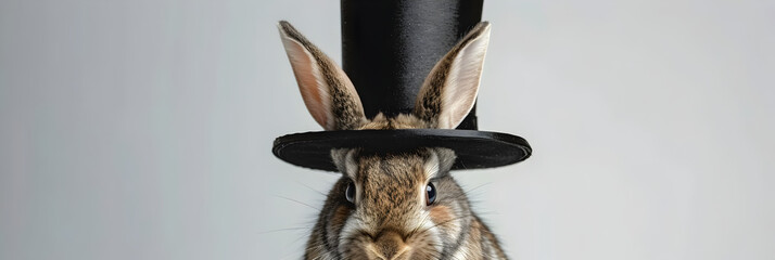 Whimsical Rabbit Magician with Top Hat and Wand