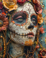 Digital art for Dia De Los Muertos, Day of the Dead Mexican festival.  v4
