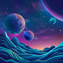 Obraz na płótnie Canvas Space 3d vector cartoon background