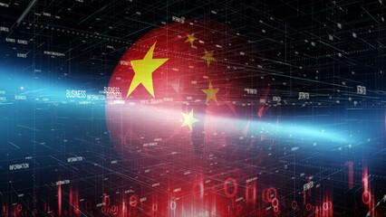 China flag orb and business cyberspace illustration background. - 789209883