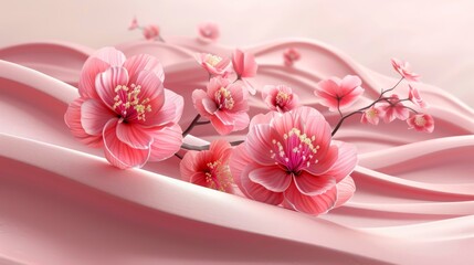 Cherry Blossoms on Satin
