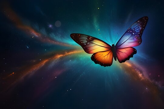  pictures of a number of butterflies in space flying in wonderful and different colors

