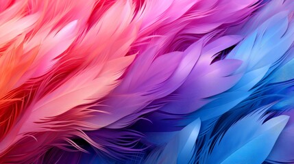 Fototapeta premium Iridescent Feathers in Pink, Blue, and Purple 