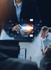 Document management concept. Virtual screen icons Document Management System DMS Online document...