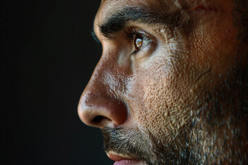 Obraz premium Close up image of a young man face with acne generative AI