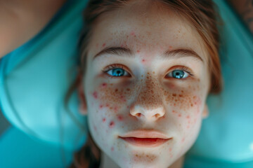 Fototapeta premium Generative AI portrait of woman with acne inflammation