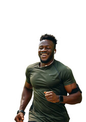 A happy young african man running.