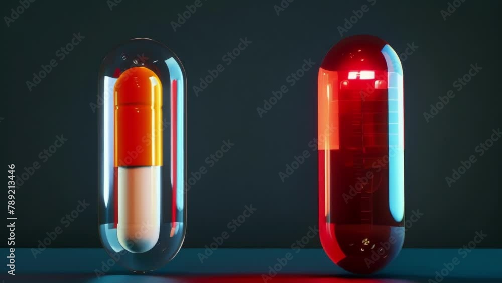 Poster a sidebyside comparison of a regular pill and a smart pill highlighting the difference in technology