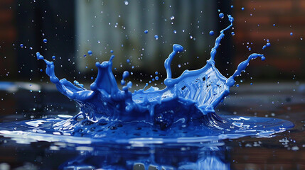 Blue paint splash on water cut out - obrazy, fototapety, plakaty
