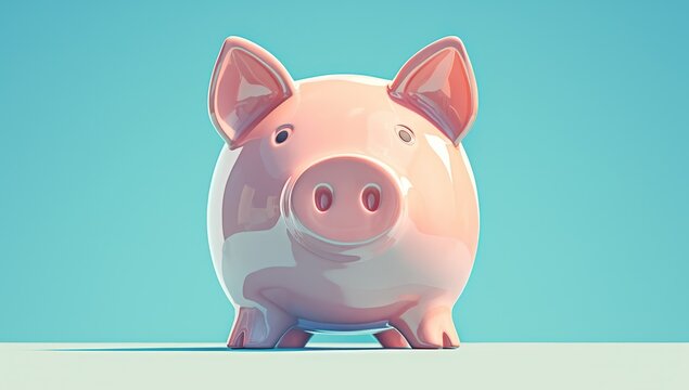 A pink piggy bank on a blue background, symbolizing financial alternatives for saving money
