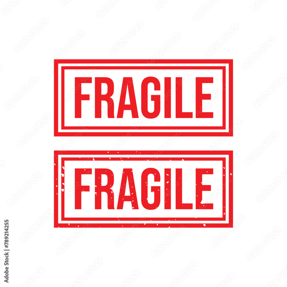 Poster sticker fragile handle with care vector. warning label, fragile label with broken glass symbol, vect