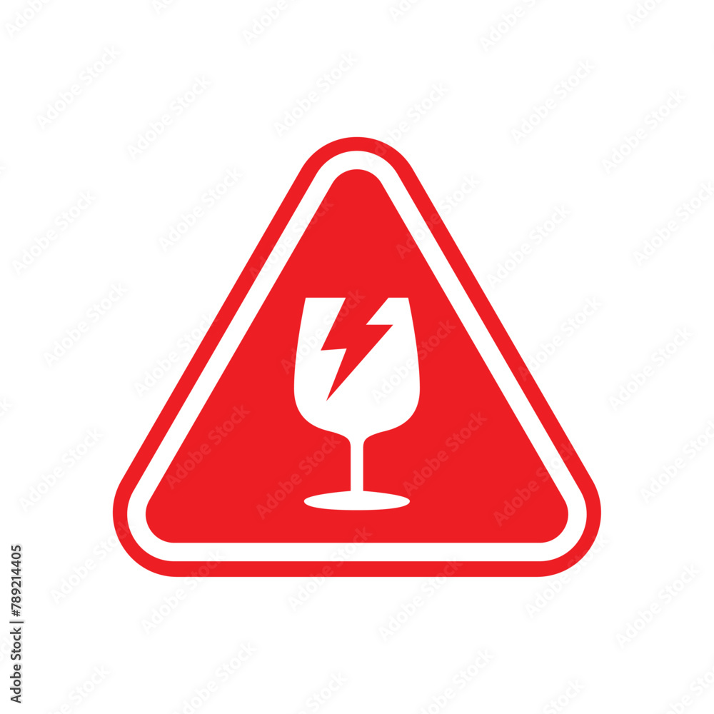 Poster sticker fragile handle with care vector. warning label, fragile label with broken glass symbol, vect