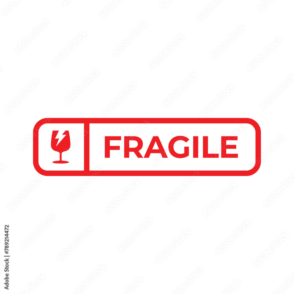 Poster sticker fragile handle with care vector. warning label, fragile label with broken glass symbol, vect