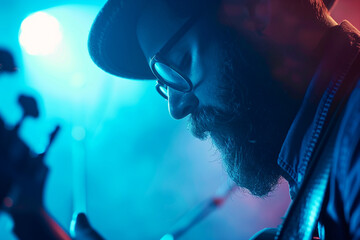 Crazy rockers at rock concert in night club heavy metal performance rock and roll lifestyle Generative AI