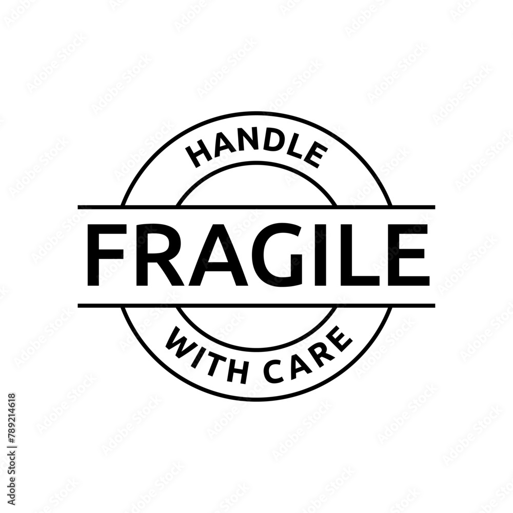 Poster sticker fragile handle with care vector. warning label, fragile label with broken glass symbol, vect