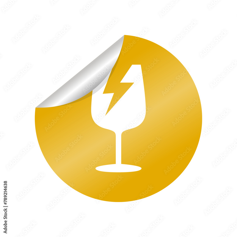 Poster sticker fragile handle with care vector. warning label, fragile label with broken glass symbol, vect