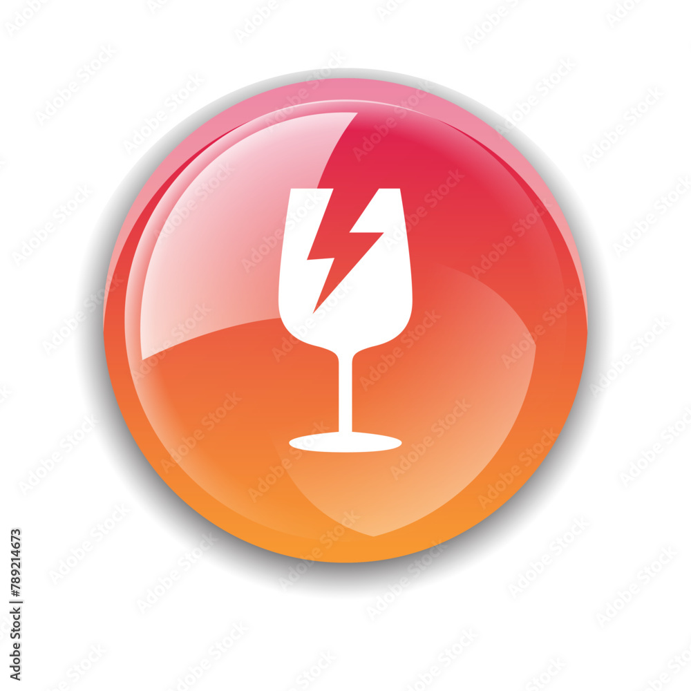 Poster sticker fragile handle with care vector. warning label, fragile label with broken glass symbol, vect