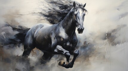 Obraz na płótnie Canvas Energetic Gallop: A Captivating Painting of a Horse in Motion