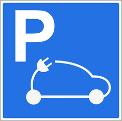 Panneau routier français: emplacement recharge pour voitures électriques	 - 789216084