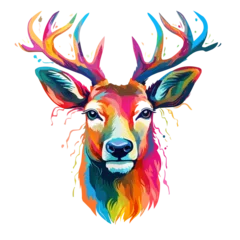  Vector graphic image of a colorful deer on a white background. © Sanych