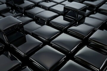 Black abstract background with chrome metal cubes .