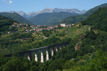 Summer landscape along the road from Castelnuovo Garfagnana to San Romano, Tuscany - 789219002