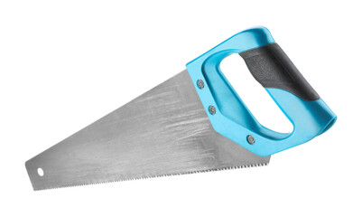 One saw with color hand isolated on white