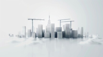 Obraz premium Illustration of the city in white colors. 3D miniature