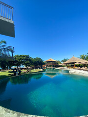 Swimming pool against blue sky