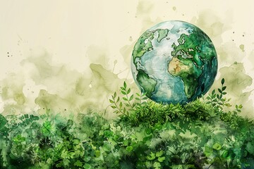 Obraz na płótnie Canvas Happy Earth Day background with copy space , water color style