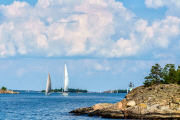 Sailing in St Anna's archipelago in the Baltic Sea, Sweden