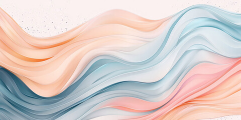 Fototapeta premium Abstract pastel pink, peach and blue wavy line art background