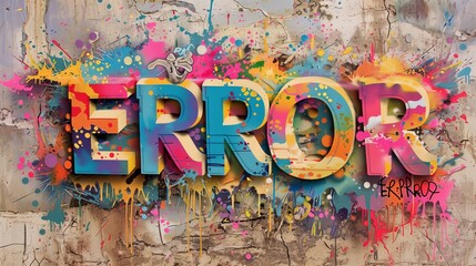 Naklejka premium ERROR in colorful spray stain word art in grafity style