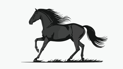 Obraz na płótnie Canvas Horse silhouette. Stallion in rearing pose shadow sym