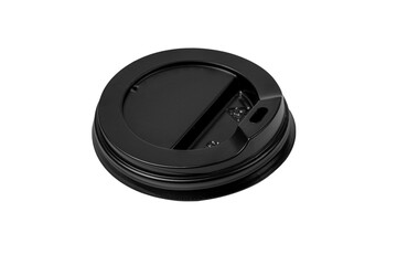 Black plastic lid for disposable cup.