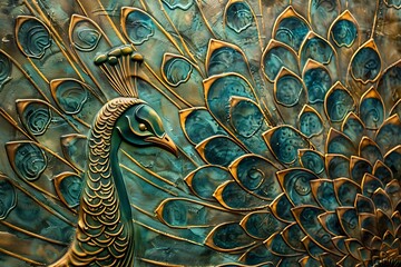 Art Deco Peacock Background. A rich, textural background based on art deco design for scrapbooking, design, and craft 12x12 inches in size. .