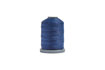 Plastic spool with blue threads isolated on transparent background.