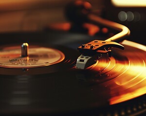 Vintage Vinyl Record - Playing Old-School Sound with Gramophone Plate for Retro Music Lovers
